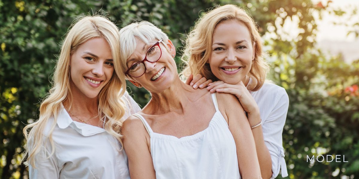 Models Depicting Older Mom and Two Younger Daughters with Gum Disease